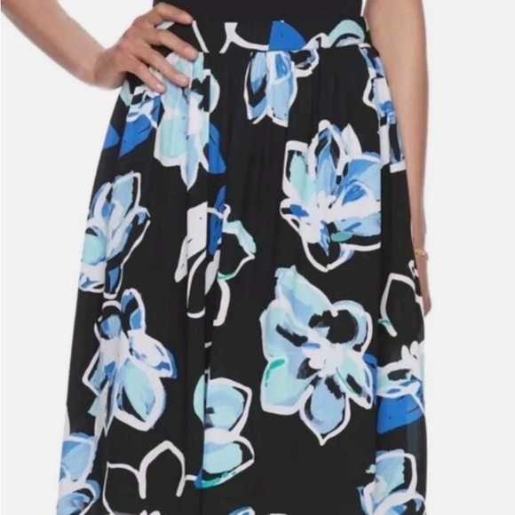Elle Dresses & Skirts - Elle Black Circle Skater Skirt with Blue, Mint & White Floral Print
